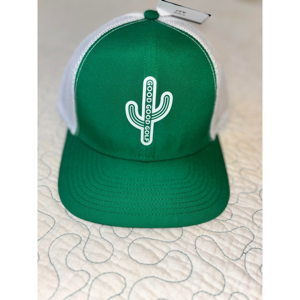 Good Good Golf Green White Cactus Logo Trucker Hat Snapback Cap Mens